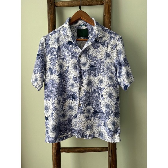 Roi Du Lac Floral Print Short Sleeve Button Up Shirt, Stylish - Picture 1 of 6